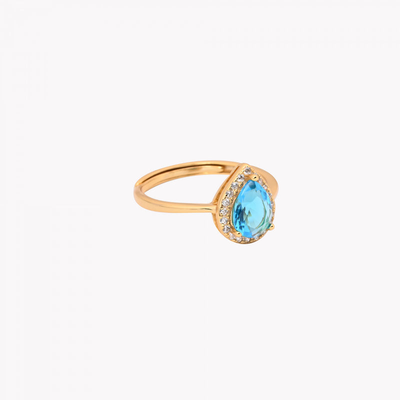 Anillo Gota Ajustable en Plata 925 - Azul