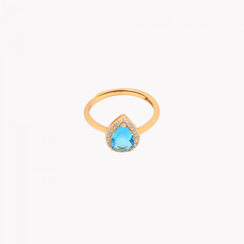 Anillo Gota Ajustable en Plata 925 - Azul