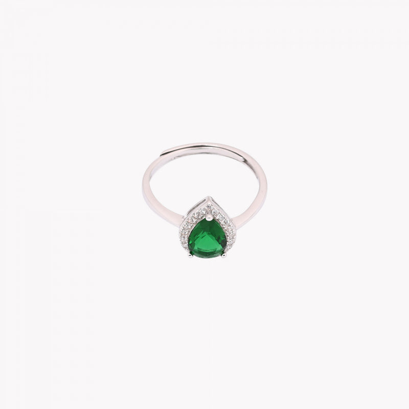Anillo Gota Ajustable en Plata 925 - Verde