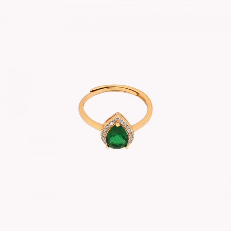 Anillo Gota Ajustable en Plata 925 - Verde