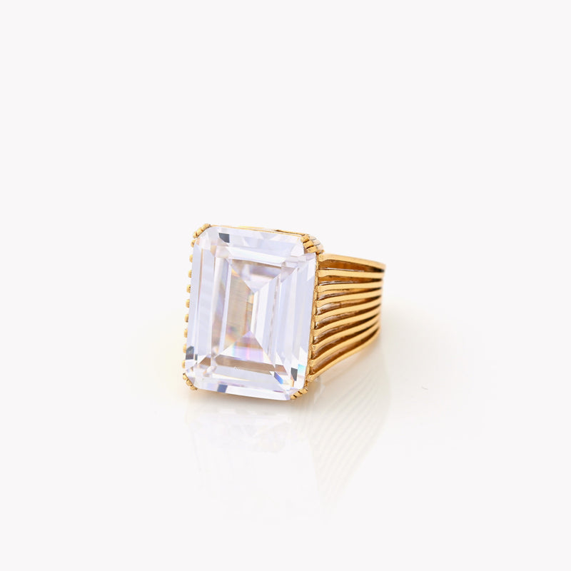 Anel  Retangular banho de ouro 18k