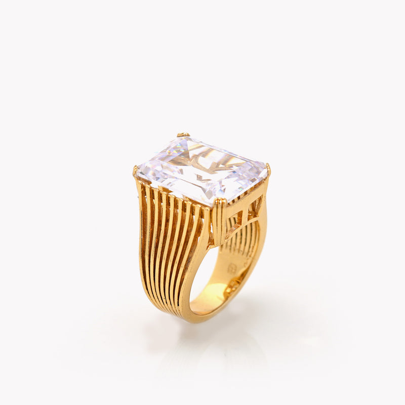 Anel  Retangular banho de ouro 18k