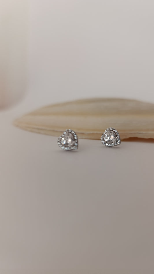 Brinco love de prata 925 e zircónia