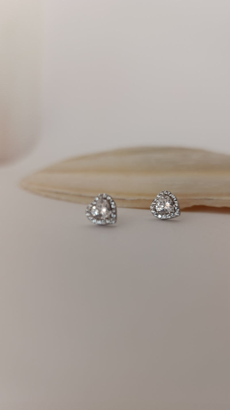 Brinco love de prata 925 e zircónia