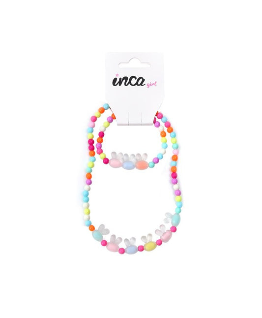 Conjunto de colar e pulseira de coelho