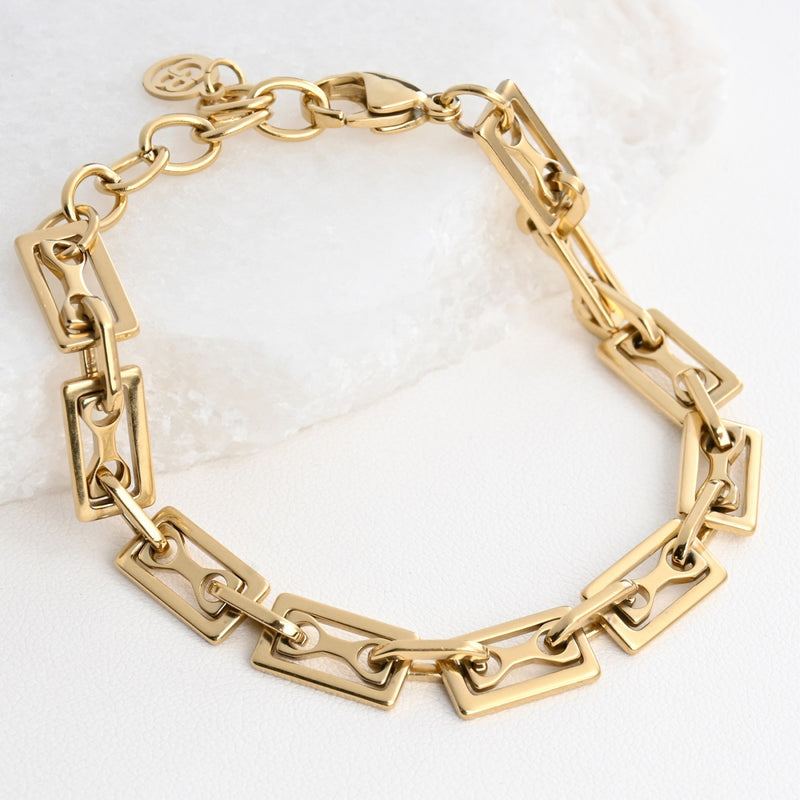 Pulseira em aço retângulos